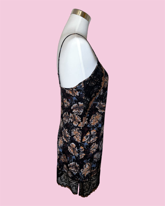 Vintage Slipdress floraler Print & Lace – StèLBi, Gr. 38