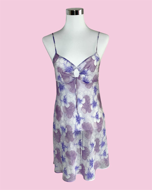 Darjeeling Lingerie Romantisches Slipdress in Lila/Weiß (Gr. 38)