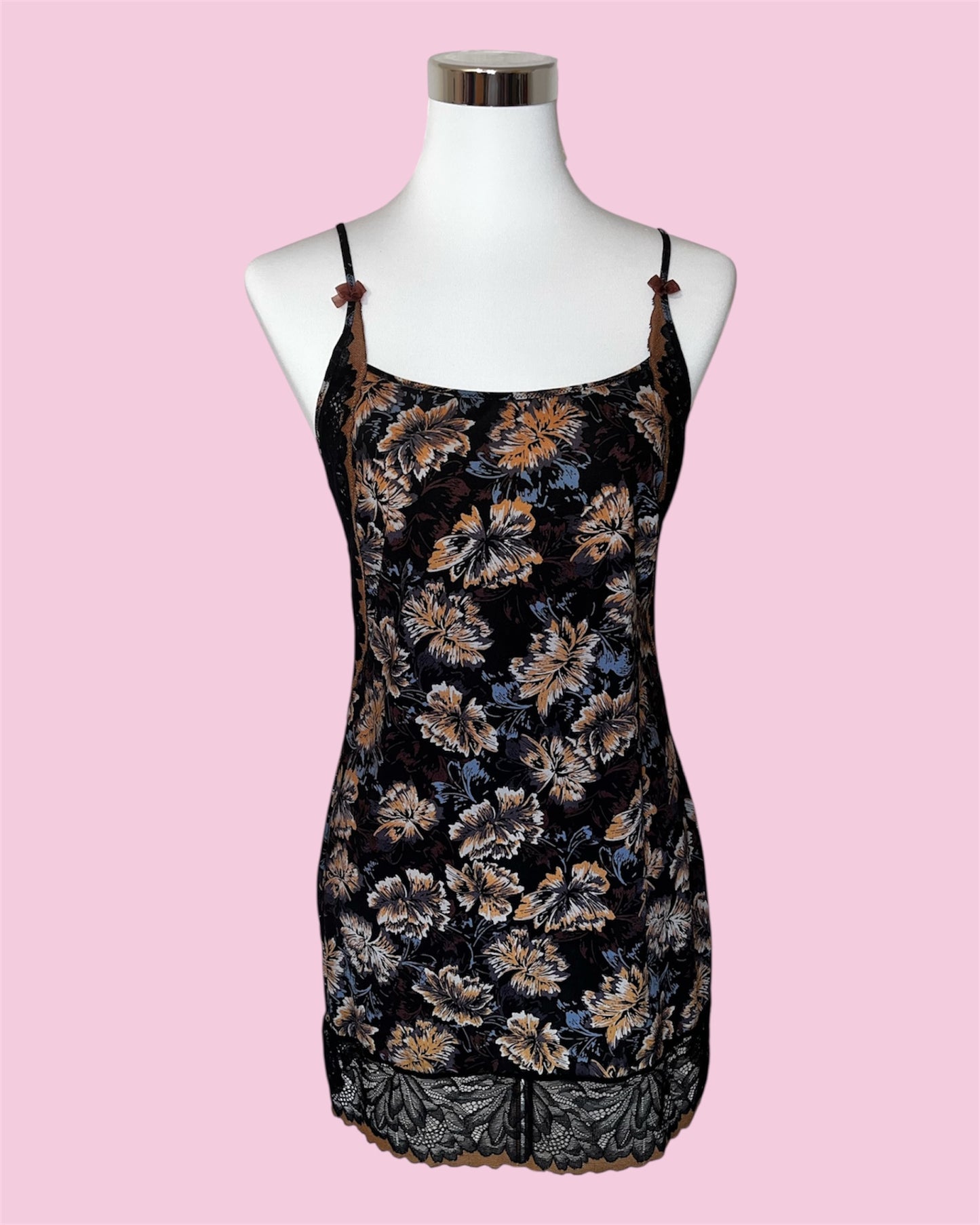 Vintage Slipdress floraler Print & Lace – StèLBi, Gr. 38